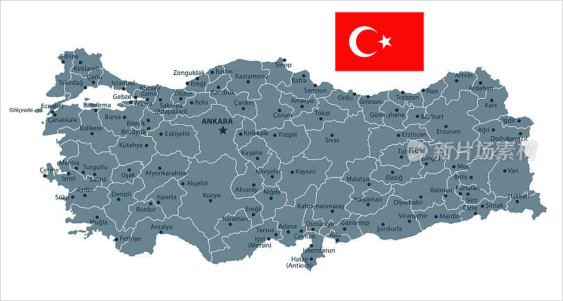 30 -土耳其-灰度孤立